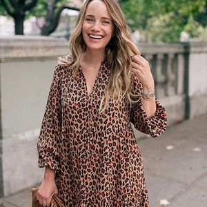 Grace Atwood The Drop Leopard Print Tiered Dress Size Large